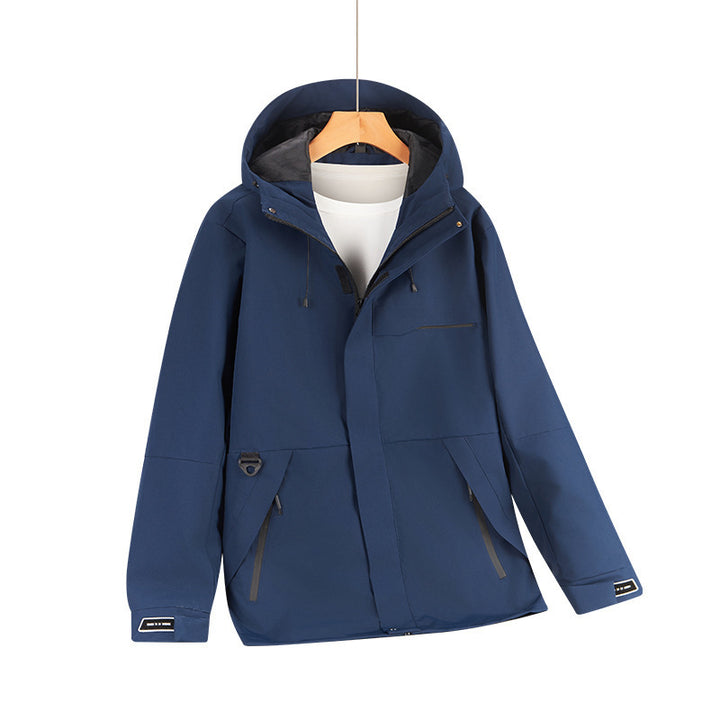 Herren Wasserabweisende Softshell-Kapuzenjacke mit verdeckten Reißverschlüssen und urbanem Schnitt Drune