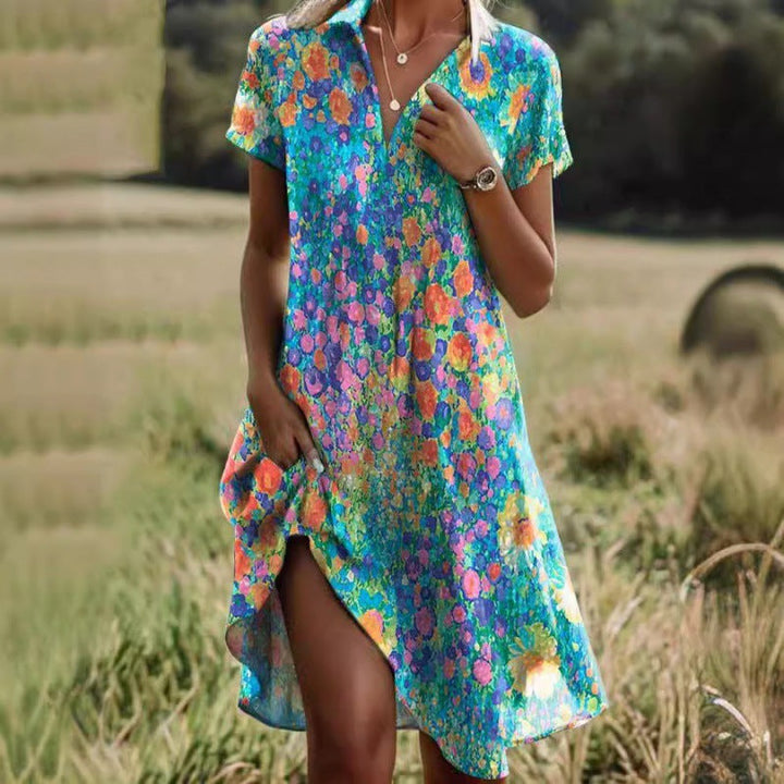 Damen Sommerkleid mit floralen Mustern Drune