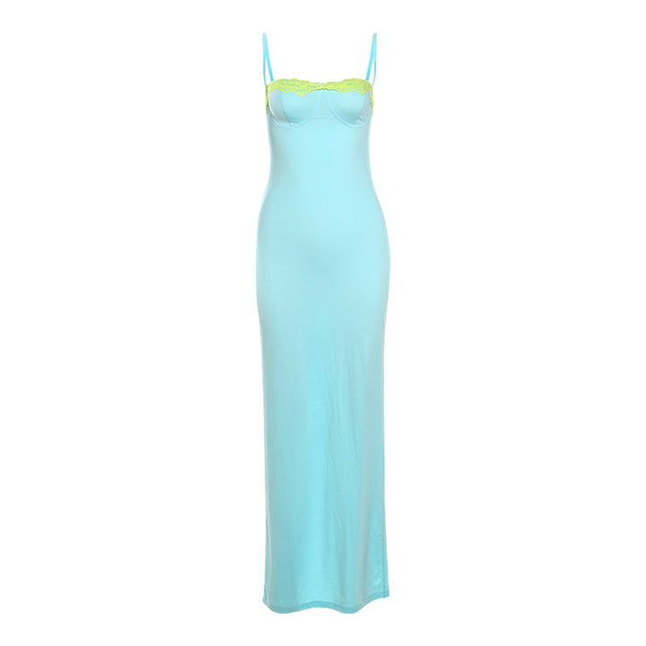 Damen Langarm Nachtkleid mit eleganter Spitzenverzierung Drune