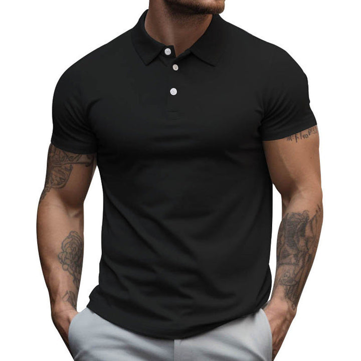 Herren nan tailliertes elastisches Piqué-Poloshirt mit klassischem Kragen Drune