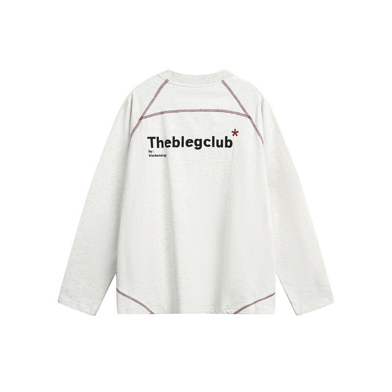 Unisex Relaxed‑Fit Langarmshirt mit Rundhalsausschnitt, kontrastierenden Flatlocknähten und weichem Loopback-Finish Drune