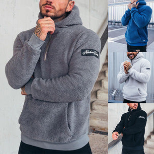 Herren nan sportiver Teddyfleece-Hoodie mit schmaler Passform und Kängurutasche Drune