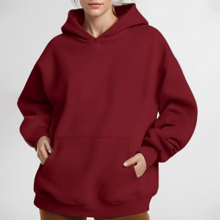 Damen nan lockerer Kapuzenpullover aus French Terry mit tiefer Schulterpassform und Kängurutasche Drune
