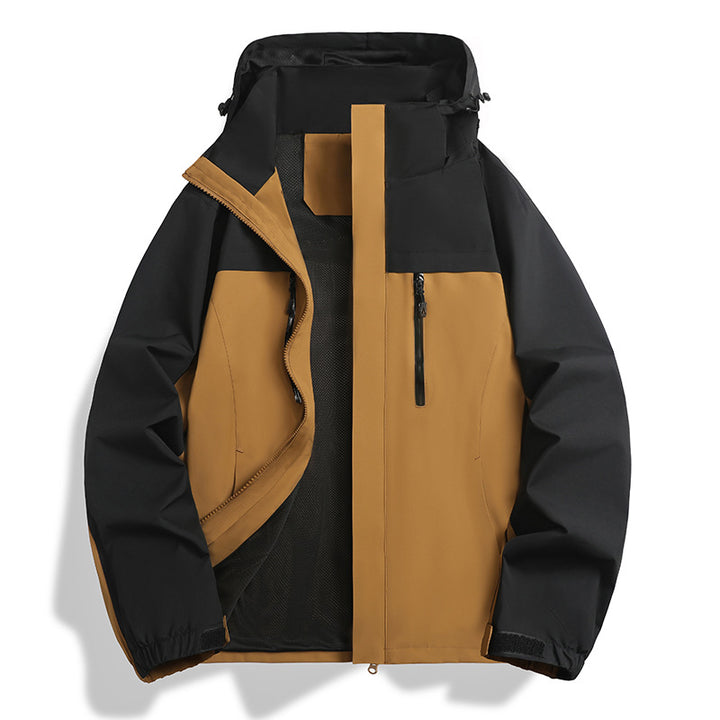 Herren Wasser- und winddichte Softshell-Outdoorjacke mit Kapuze, atmungsaktivem Meshfutter und Brustreißverschluss Drune