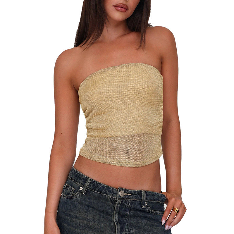 Damen Bandeau-Top aus hochwertigem, elastischem Material mit feiner Struktur Drune