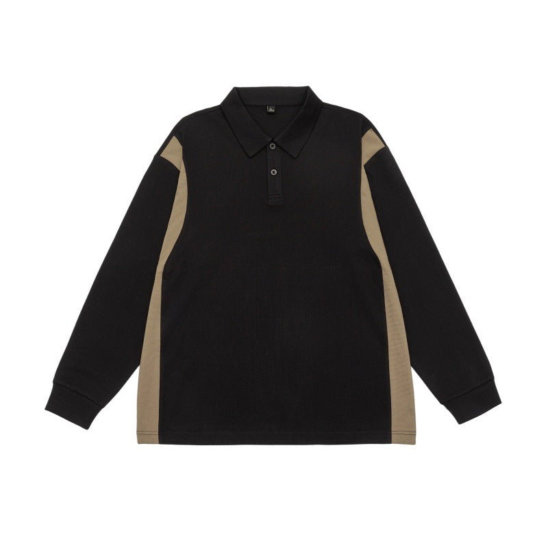 Unisex Langarm-Poloshirt im Oversize-Sweatstyle mit Kontrast-Seiteneinsätzen Drune