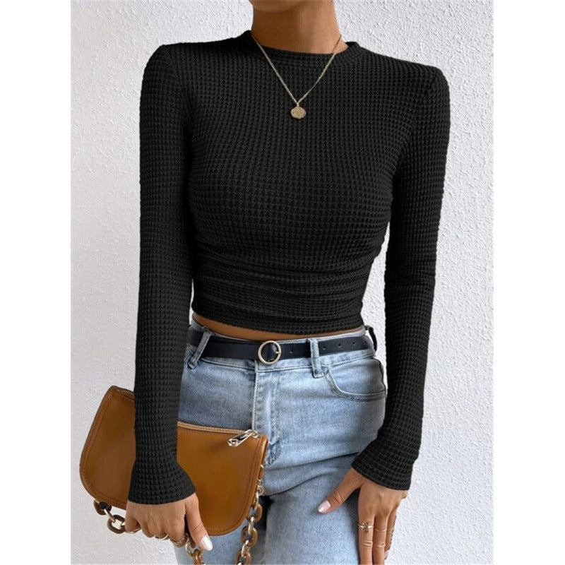 Damen Langarm-Crop-Top aus strukturiertem Jersey Drune