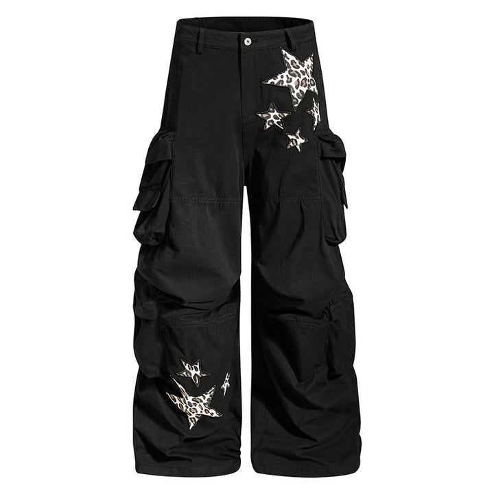 Damen weite Cargo-Culottehose mit Oversize-Taschen und Stern-Leo-Applikation Drune