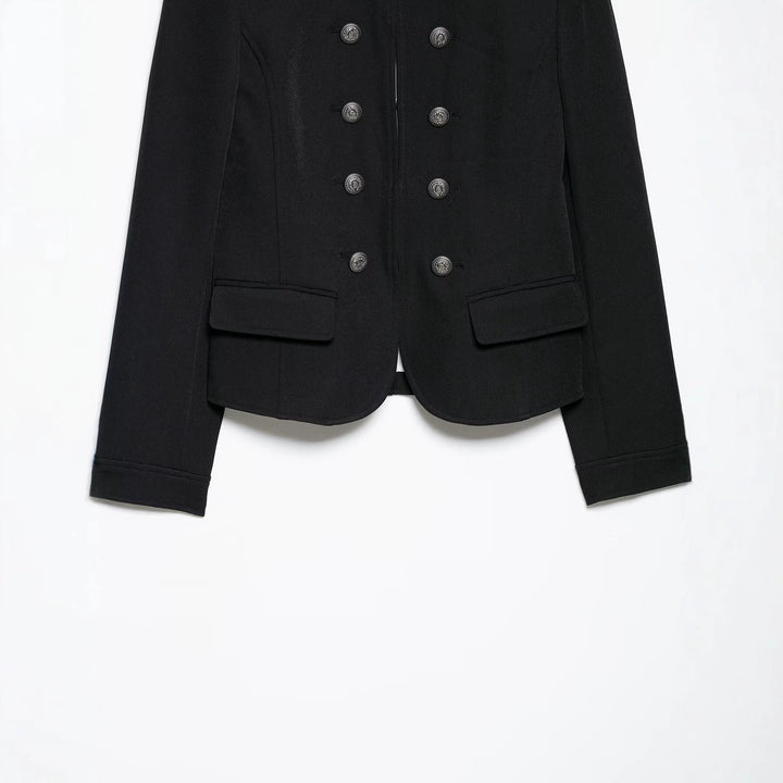 Damen Taillierte Military-Shortjacke mit Stehkragen und Doppelreihe Drune