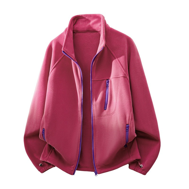 Unisex funktionale Microfleece-Performancejacke mit Stehkragen, Brustreißverschluss und ergonomischen Raglanärmeln Drune