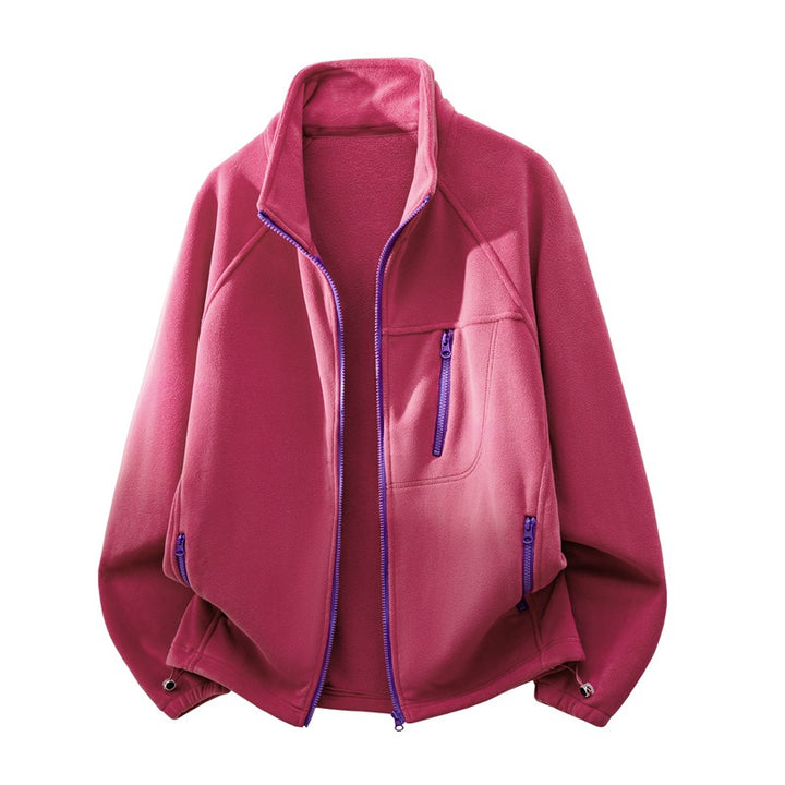 Unisex funktionale Microfleece-Performancejacke mit Stehkragen, Brustreißverschluss und ergonomischen Raglanärmeln Drune