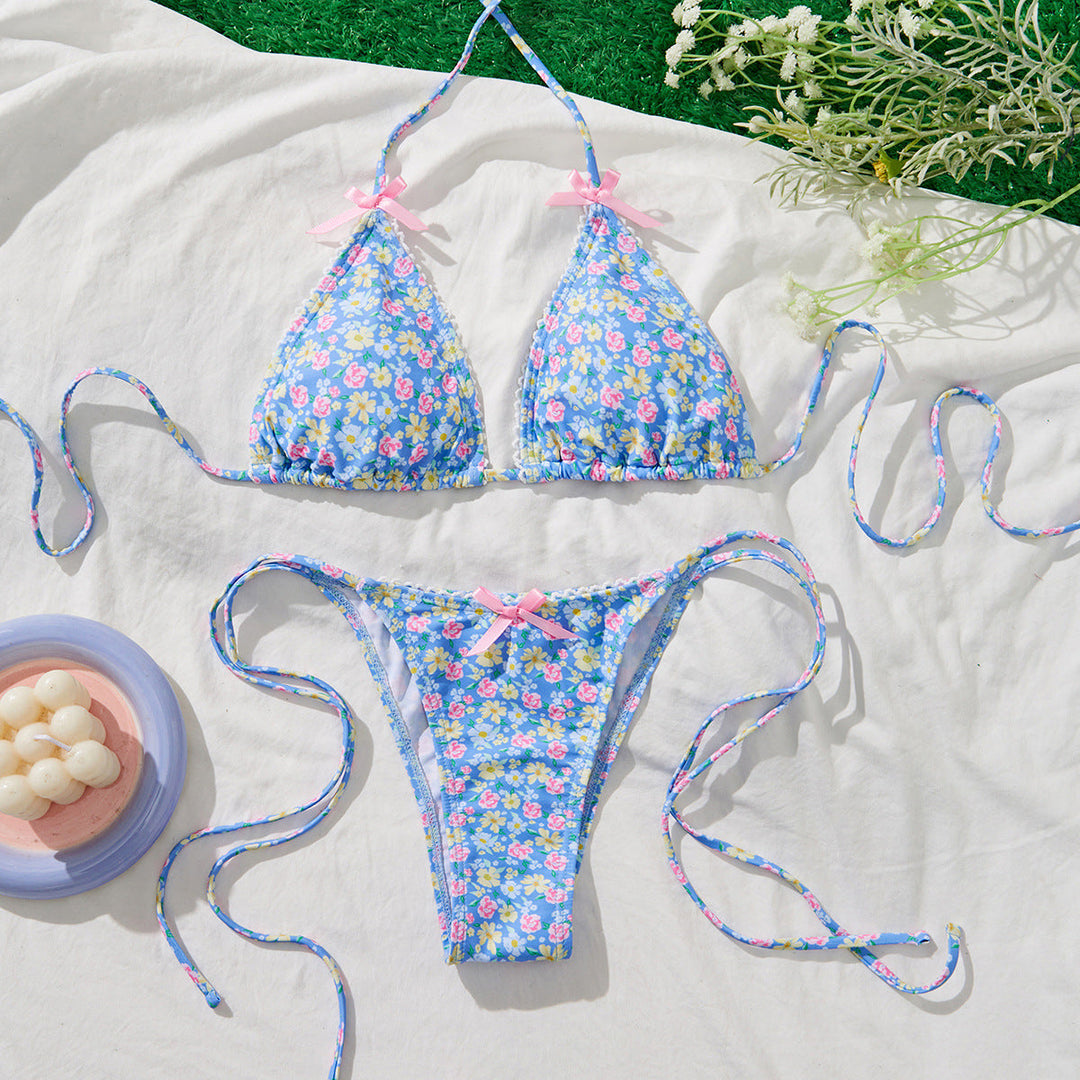 Damen Triangel-Bikini mit verspielten Bindebändern Drune