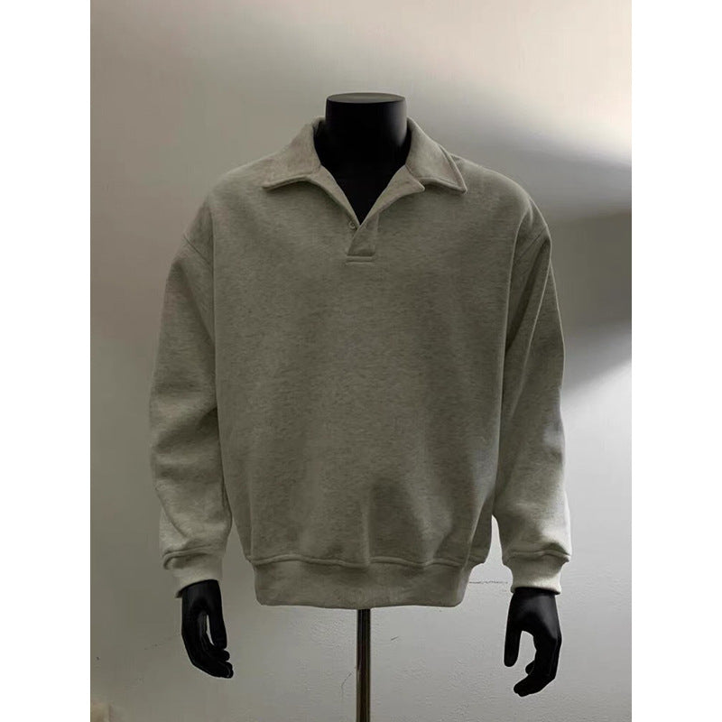 Herren Poloshirt-Sweatshirt mit Hemdkragen und Oversize-Schnitt Drune