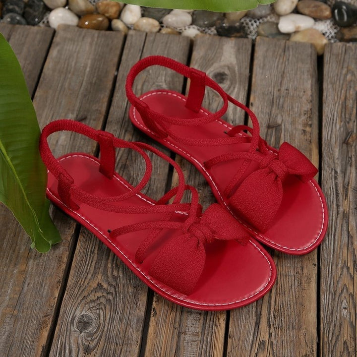 Damen Zarte Römersandalen mit Schleifen-Detail und verstellbaren Schnürriemen Drune