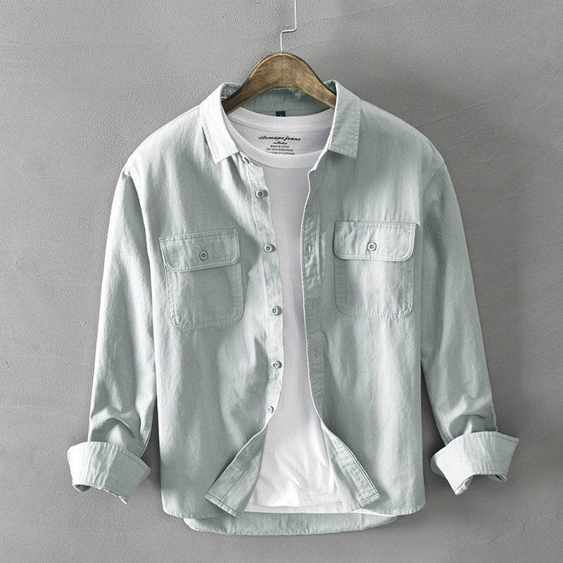 Herren Lässige Hemdjacke mit Brusttaschen Drune