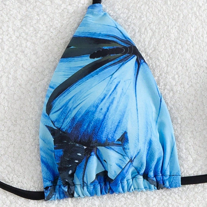 Damen Triangel-Bikini-Set mit floralem Schmetterlingsdesign Drune