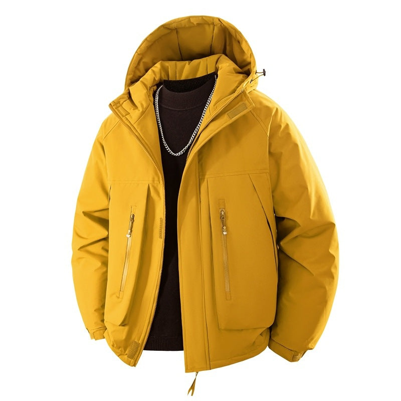 Herren Wattierte Kapuzen-Outdoorjacke mit wasserabweisender Membran und technischen Reißverschlusstaschen Drune