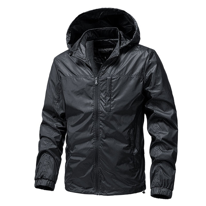 Herren Leichte wasserabweisende Kapuzen‑Windjacke mit Thermofutter & Brusttasche Drune