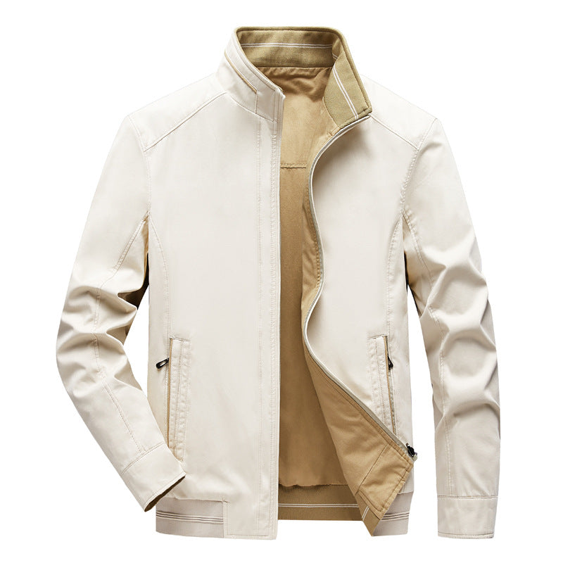 Herren  leichte Jacke mit Kontrastfutter, Stehkragen und Reißverschluss mit Innentasche Drune