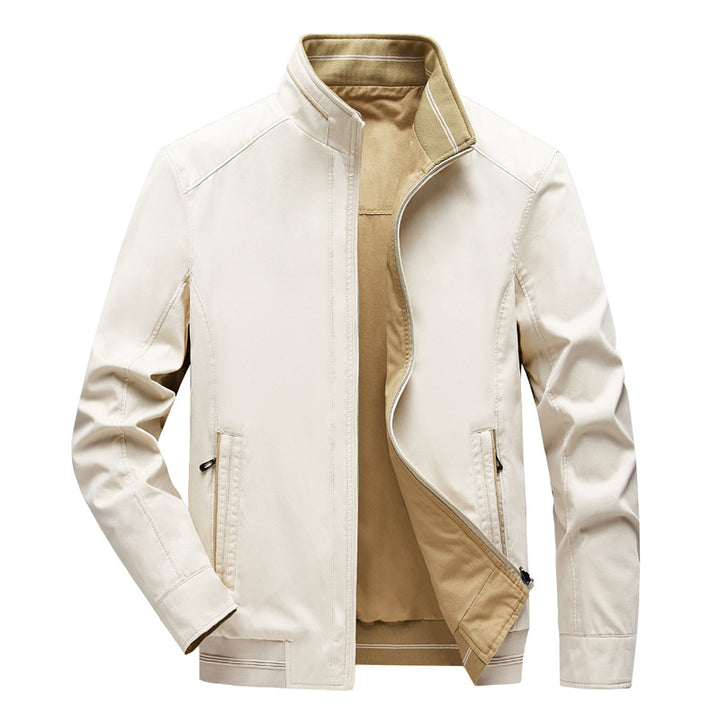 Herren  leichte Jacke mit Kontrastfutter, Stehkragen und Reißverschluss mit Innentasche Drune