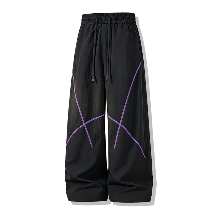 Herren Weite Funktions-Nylonhose mit Kordelbund, reflektierenden Nahtdetails & lässiger Baggy‑Silhouette Drune