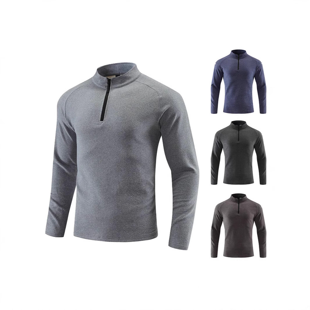 Herren Atmungsaktives Funktions-Langarmshirt mit Stehkragen und kurzem Reißverschluss Drune
