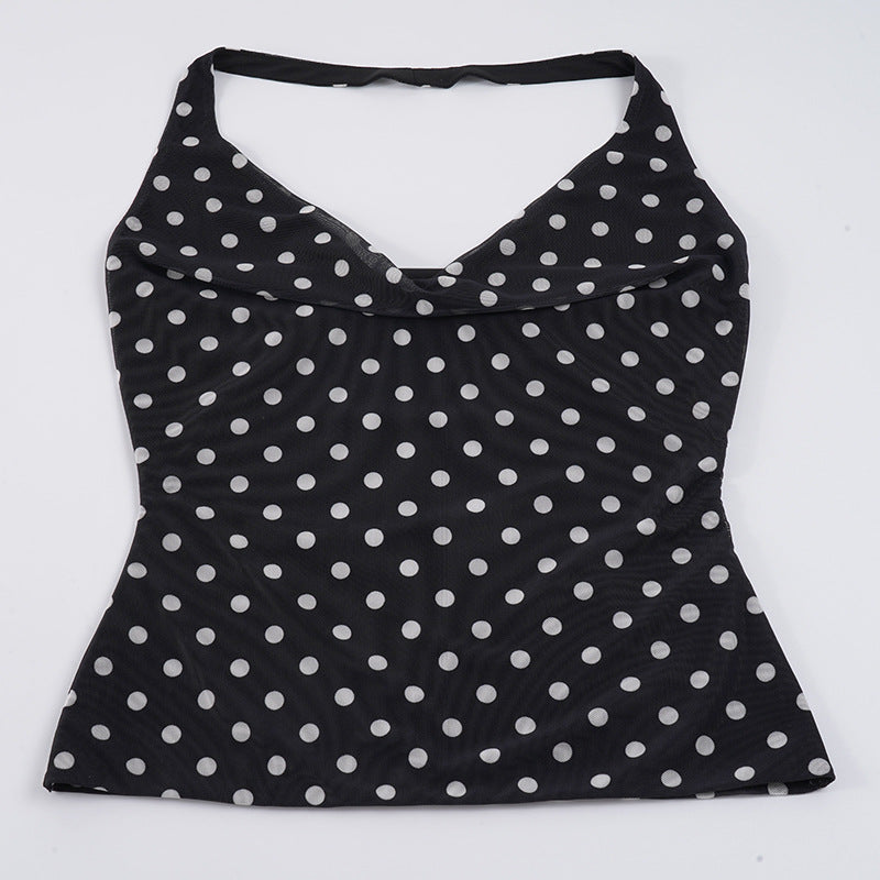 Damen Freizeit Top mit verspieltem Polka-Dots-Muster und modernem V-Ausschnitt Drune