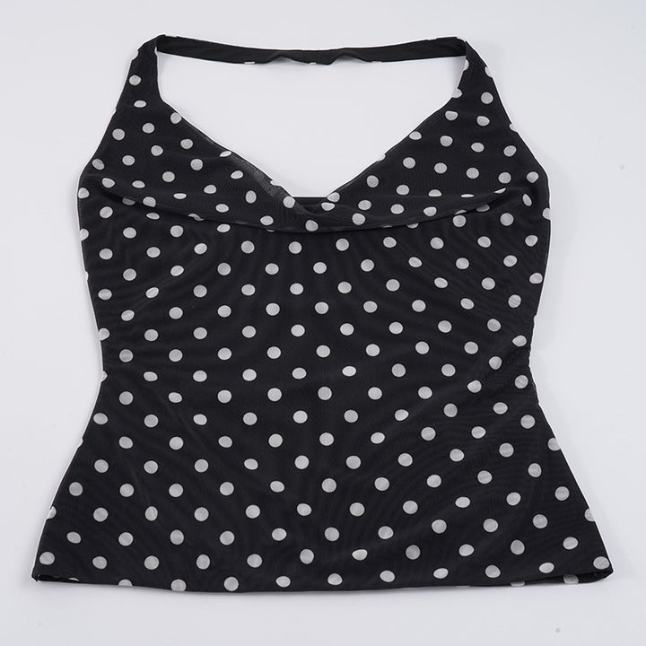 Damen Freizeit Top mit verspieltem Polka-Dots-Muster und modernem V-Ausschnitt Drune