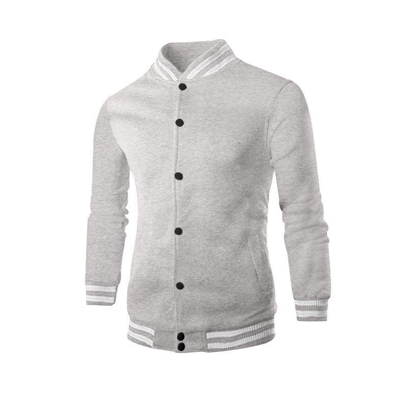 Herren nan schlanke Collegejacke im Collegestil mit Druckknopfleiste und kontrastierenden Rippbündchen Drune