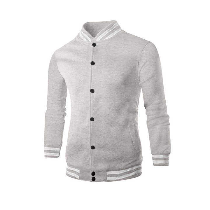Herren nan schlanke Collegejacke im Collegestil mit Druckknopfleiste und kontrastierenden Rippbündchen Drune