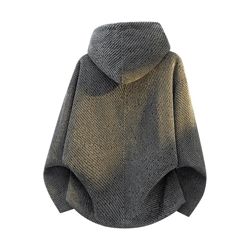 Damen Oversize Struktur-Ponchojacke mit Schalkragen und asymmetrischem Reißverschluss Drune
