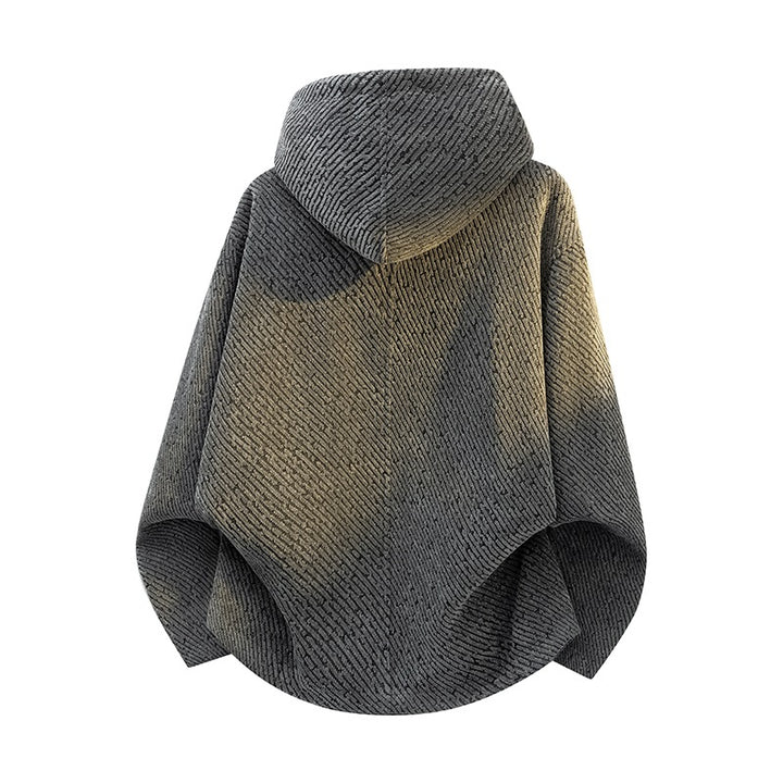 Damen Oversize Struktur-Ponchojacke mit Schalkragen und asymmetrischem Reißverschluss Drune