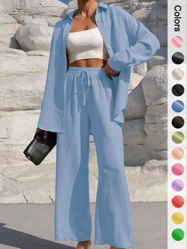 Damen lässiger Satin-Loungewear-Anzug mit weitem Schnitt und nachhaltigem Stoff Drune