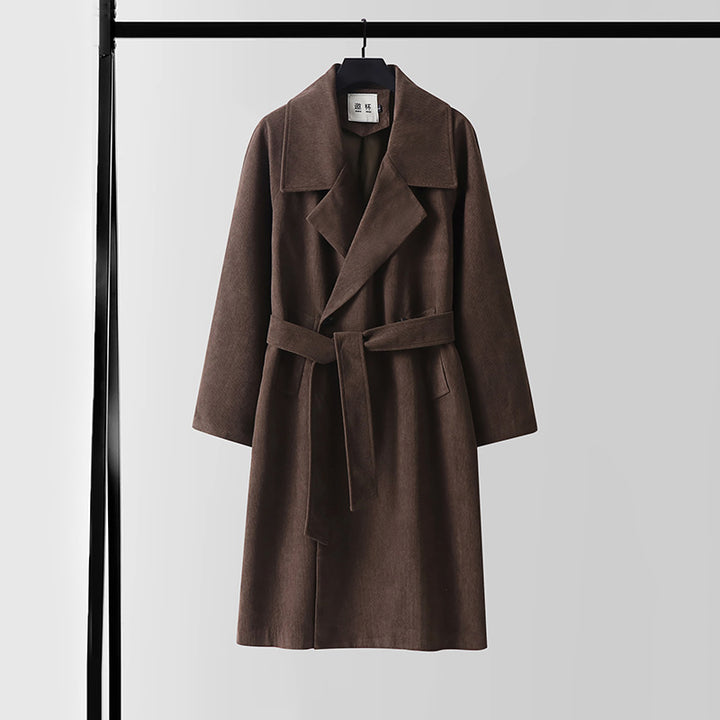 Damen Oversize Wollmix-Mantel mit breitem Revers und verdeckter Doppelknopfleiste Drune