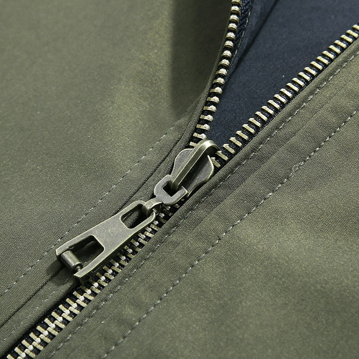 Herren Leichte Bomberjacke im urbanen Utility‑Look mit gestreiften Rippbündchen & Reißverschlusstaschen Drune
