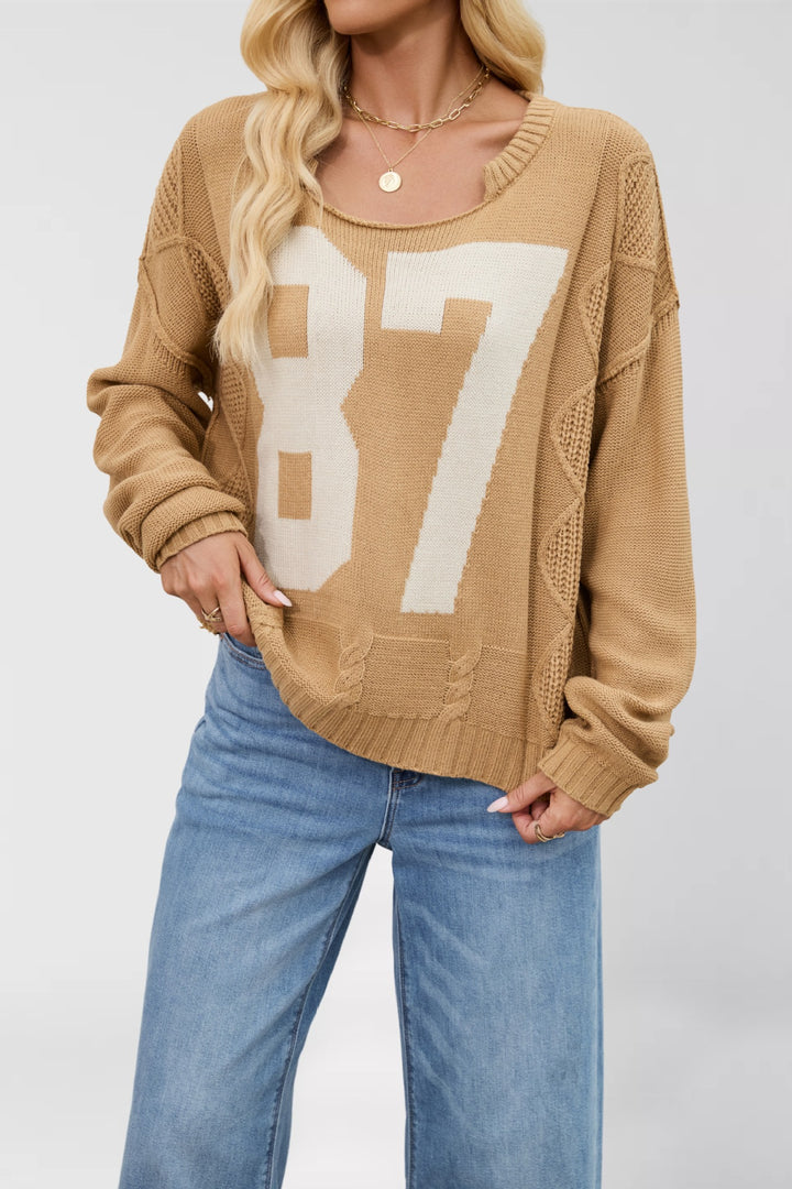 Damen Oversized Pullover mit lässigem Retro-Design Drune