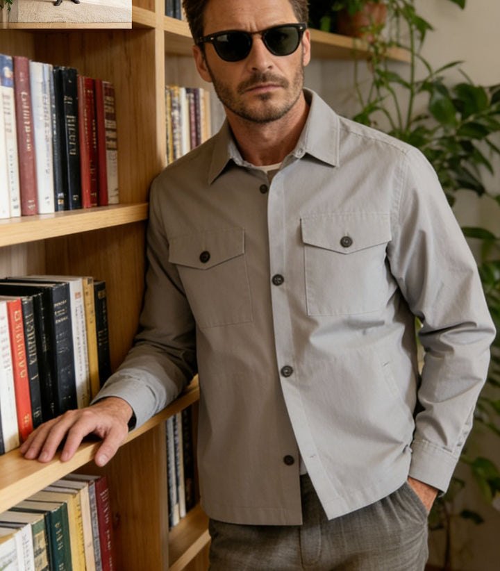 Herren Hemdjacke mit Pattentaschen und leichter Baumwollmischung Drune