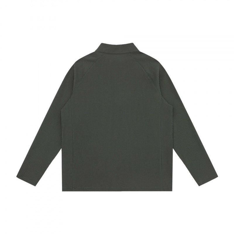 Unisex Grobstruktur-Halbzip-Pullover mit Stehkragen und Boxy-Schnitt Drune