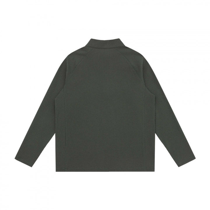 Unisex Grobstruktur-Halbzip-Pullover mit Stehkragen und Boxy-Schnitt Drune