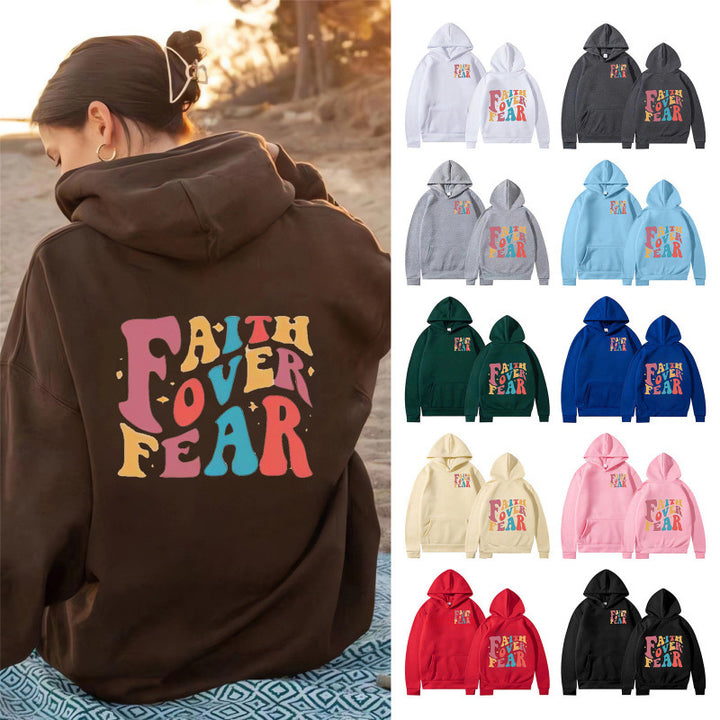 Damen Kapuzenpullover mit kreativem Schriftzug und weichem Innenfleece Drune