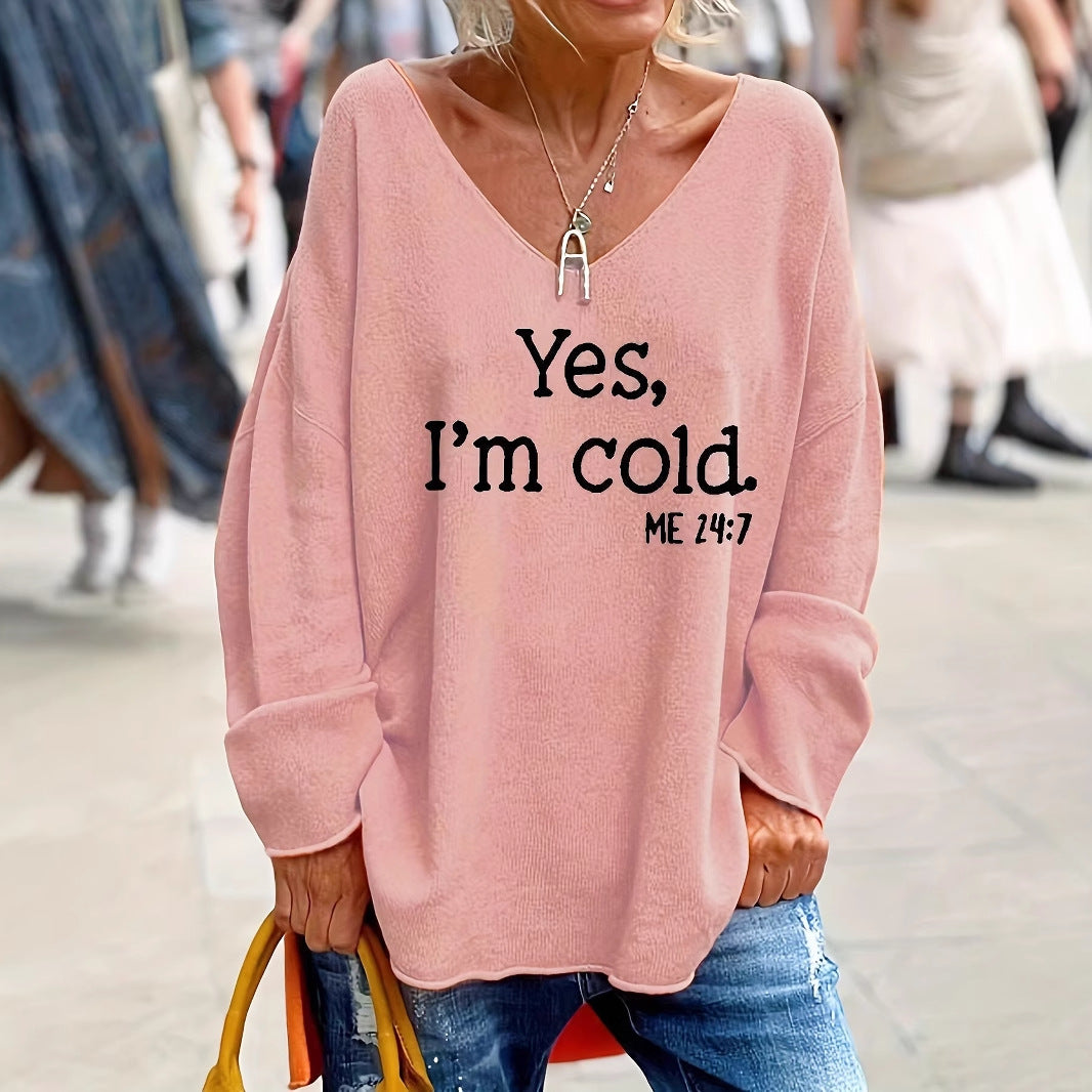 Damen Oversized V-Ausschnitt Graphic Sweatshirt Drune