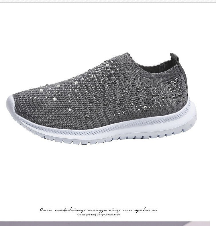 Damen Strick-Slipper-Sneaker mit Strassbesatz und flexibler Komfortsohle Drune
