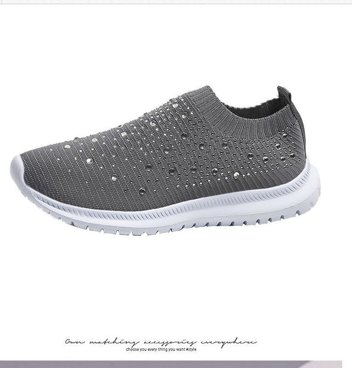 Damen Strick-Slipper-Sneaker mit Strassbesatz und flexibler Komfortsohle Drune