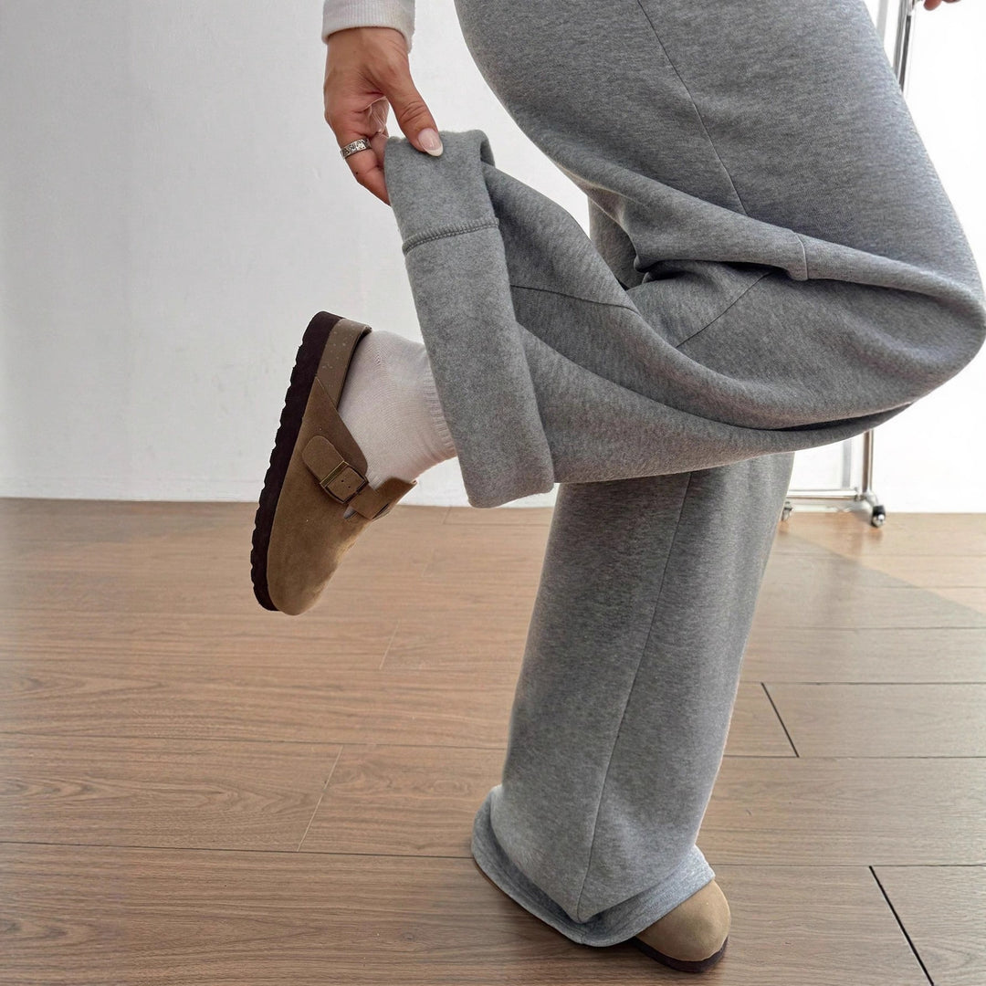 Damen lässige weite Freizeithose aus Baumwollmischung mit elastischem Bund und Kordelzug Drune
