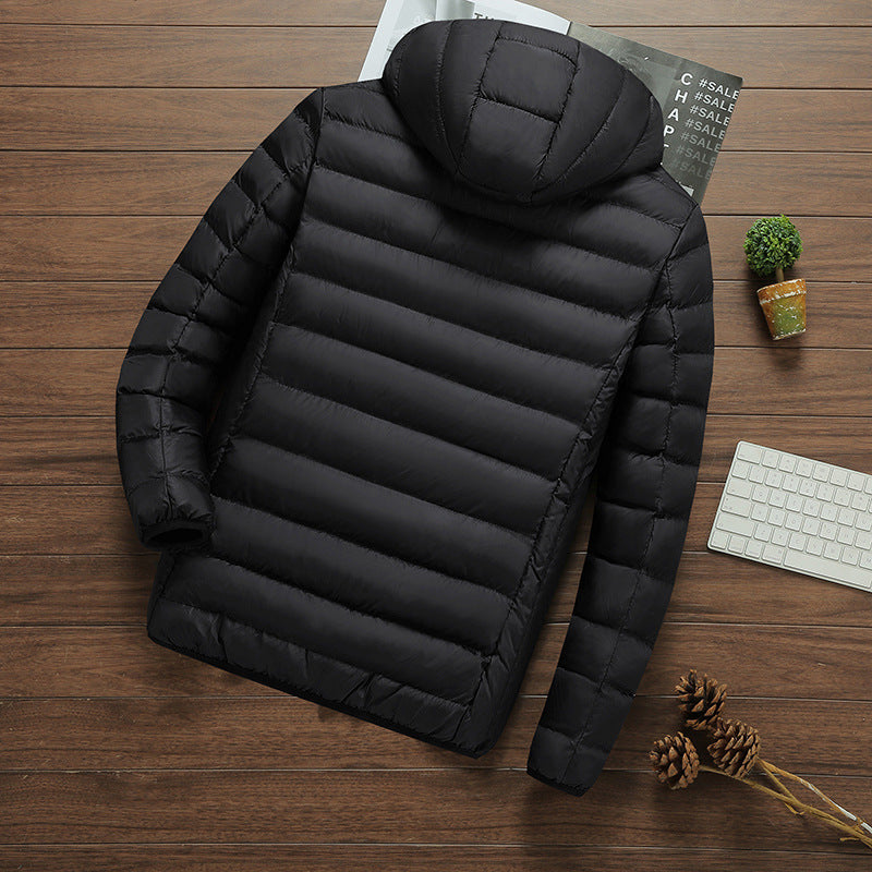 Herren leichte gesteppte Kapuzen‑Steppjacke mit Thermofüllung und packbarer Konstruktion Drune
