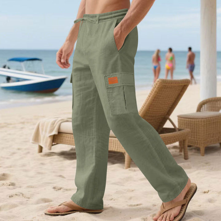 Herren nan maritime Strand-Cargohose im Relaxschnitt mit elastischem Tunnelzugbund Drune