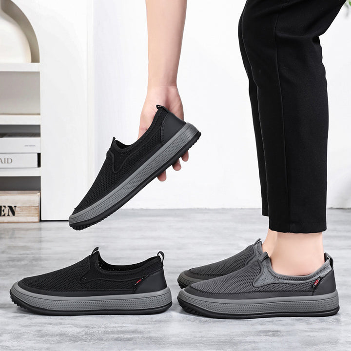 Herren nan atmungsaktiver Slip-On Mesh-Sneaker mit elastischem Einstieg und perforierter EVA-Plateausohle Drune