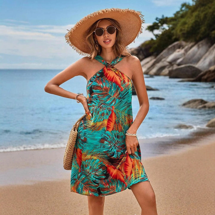 Drune | Print Halter Strand Urlaub Fließendes Kleid