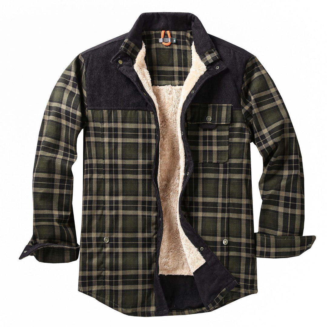 Herren Lässige Flanelljacke mit Teddyfutter Drune