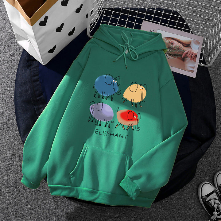 Damen nan Kapuzenpullover mit minimalistischer Grafik, lockerer Oversize-Passform und Kängurutasche Drune
